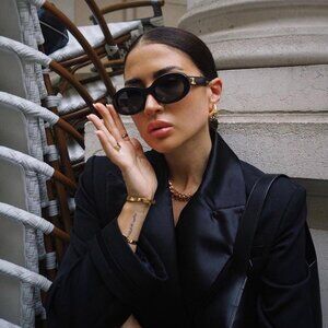 Celine CL40194U 01A Oval Sunglasses - Black/Smoke